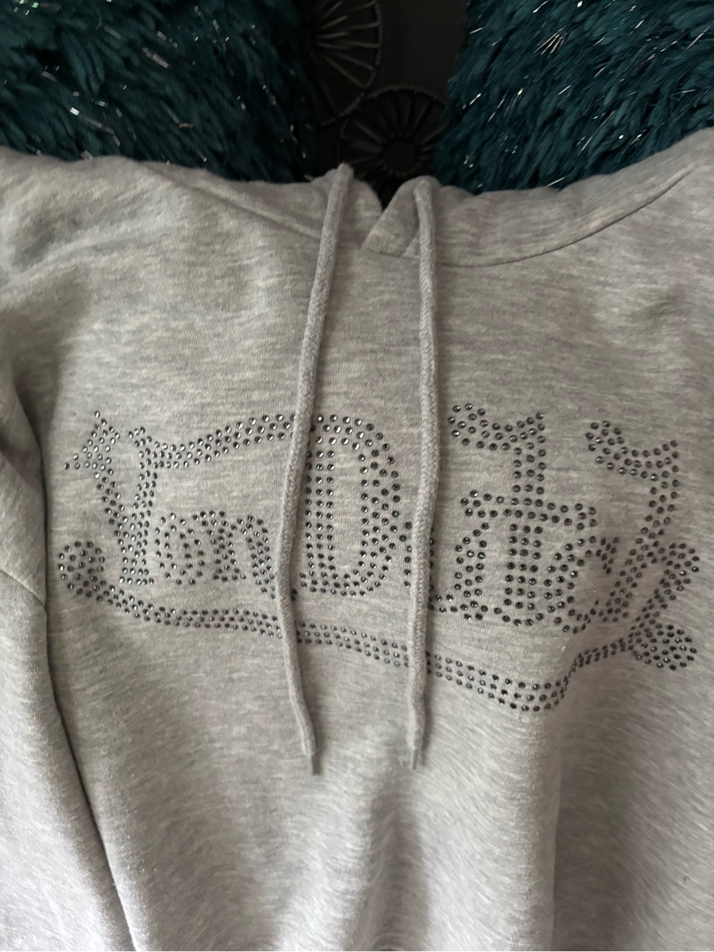 Von Dutch Light Gray Cropped Hoodie with Studded Logo - Picture 4 of 5